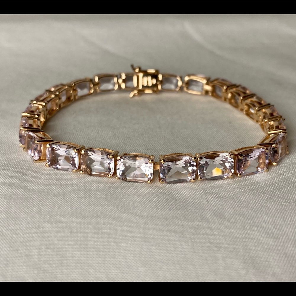 Pink Quartz Rose Gold over 925 Silver Bracelet